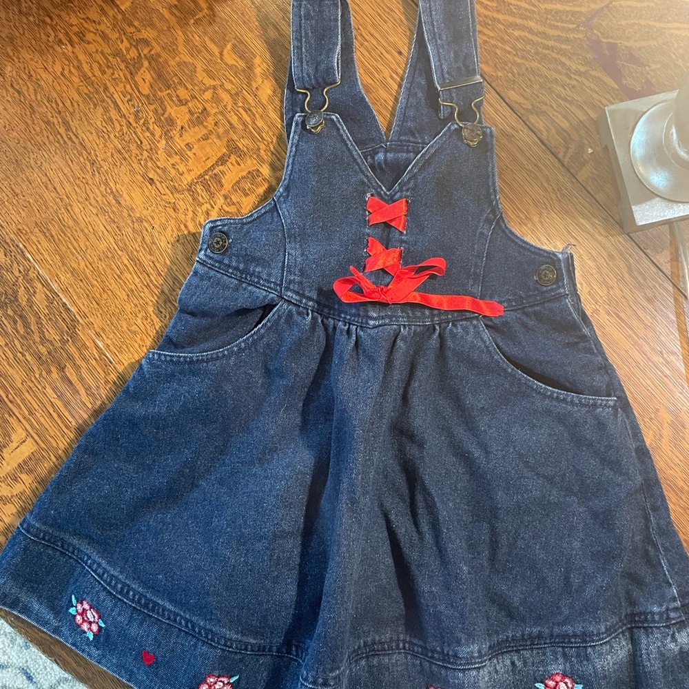 Vintage Denim Girls Overall Dress